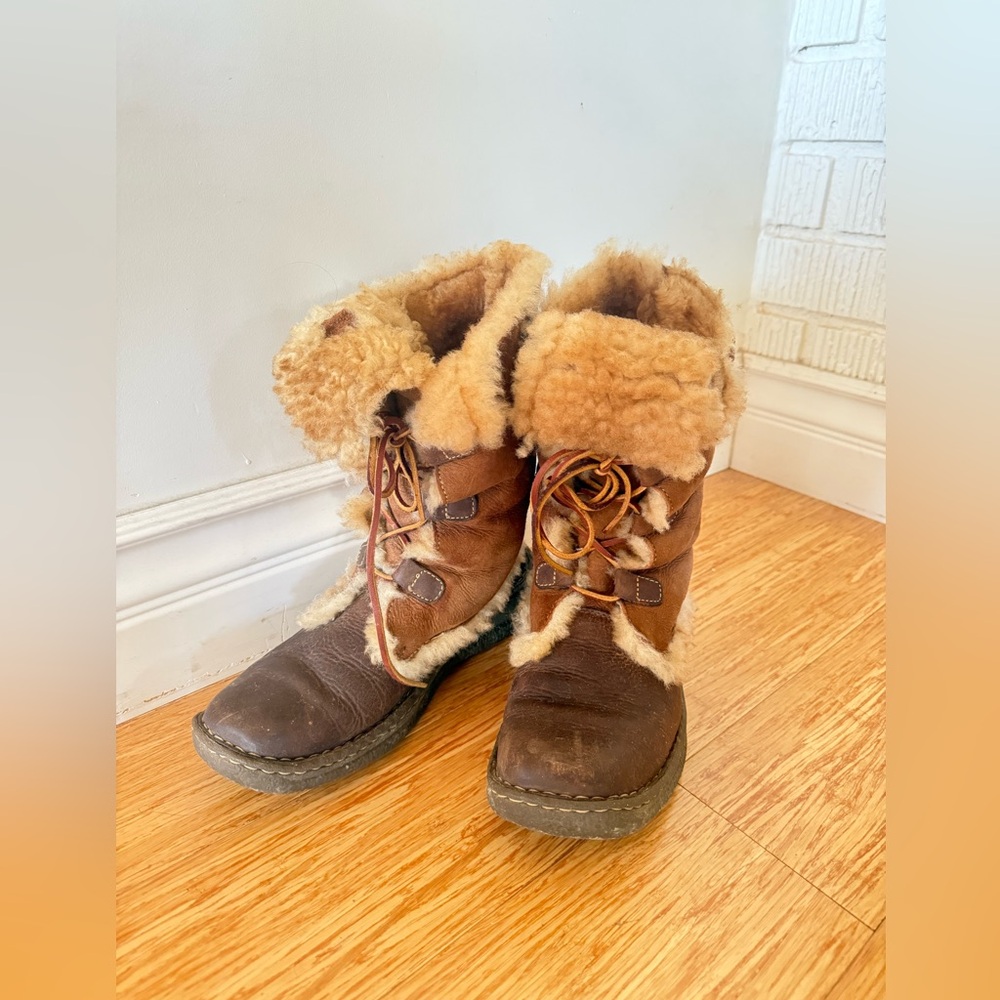 Born, lace-up shearling boots